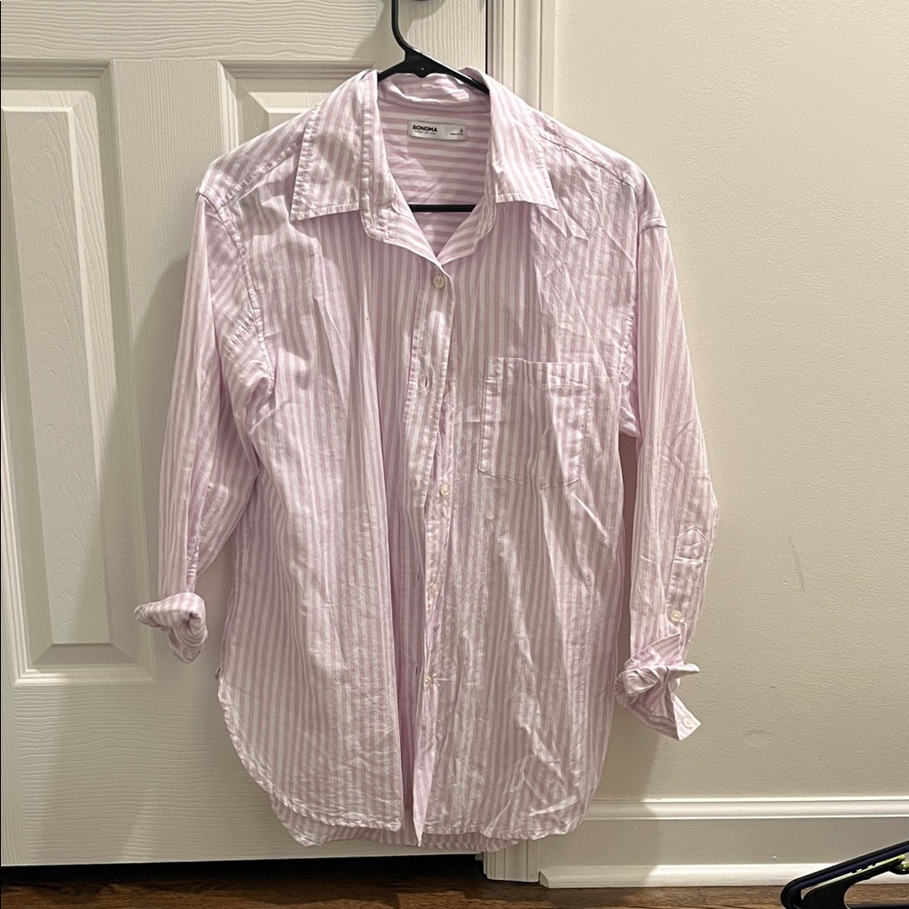 Sonoma Women’s Light Lavender Striped Button Down Shirt